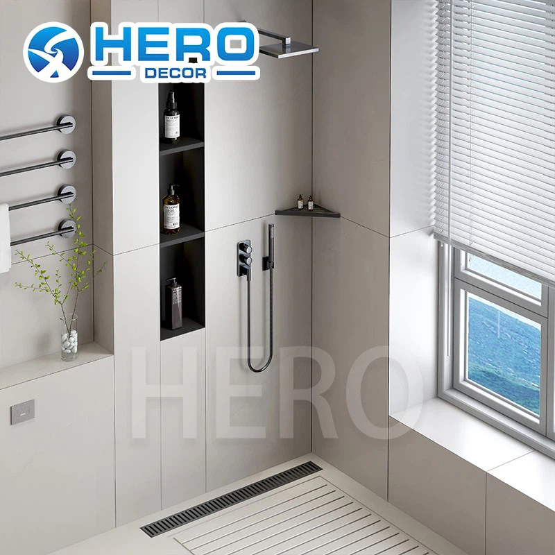 Black bathroom corner shelf for tile Black bathroom corner shelf for tile